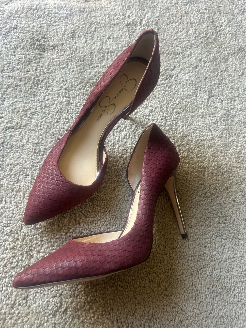 Jessica Simpson Burgundy Pointed D'Orsay High Heels